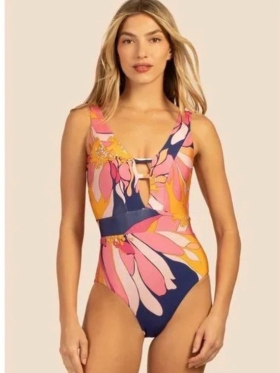 Trina Turk Other - Trina Turk Breeze Floral Plunge Mailot Swimsuit Size US6